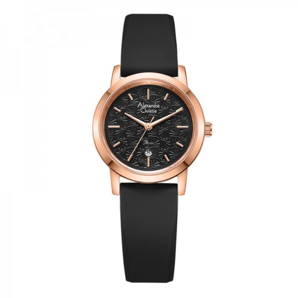 Alexandre Christie AC 2A21 Rosegold Black Rubber LDRRGBA